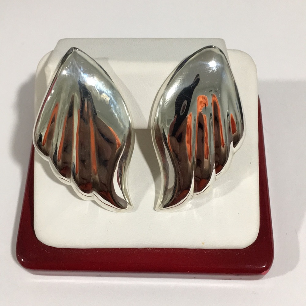 Sterling Silver Women's Angle Wings Earrings
